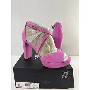 Naturalizer Women's Melody Wildrose Suede Platform Block Heel Sandals 7.5 Wide